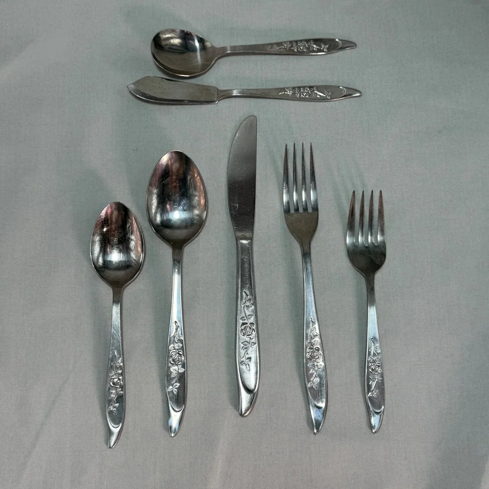 Imperial Rose Silhouette Stainless Japan  31 pc Floral Vintage Replacement Lot